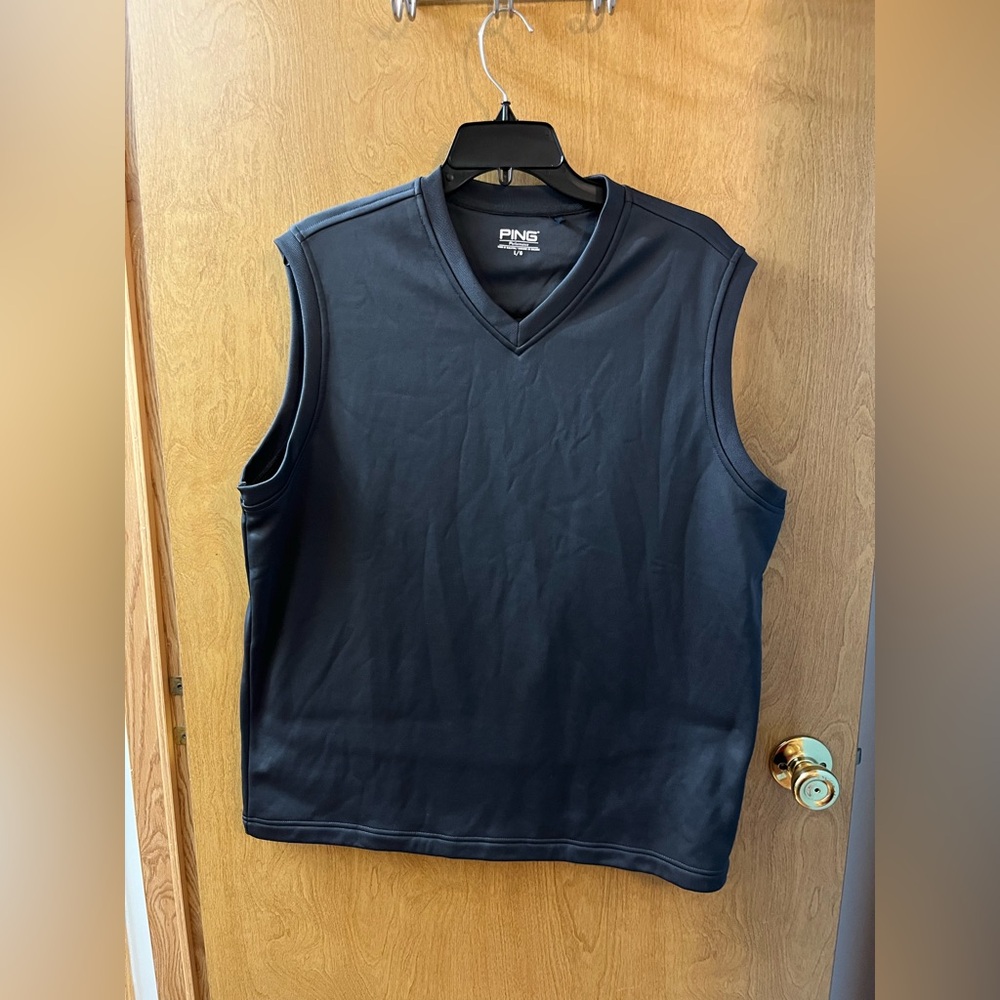 Men’s PING / Golf Performance Black V-Neck Fleece Lined Pullover Size Large EUC